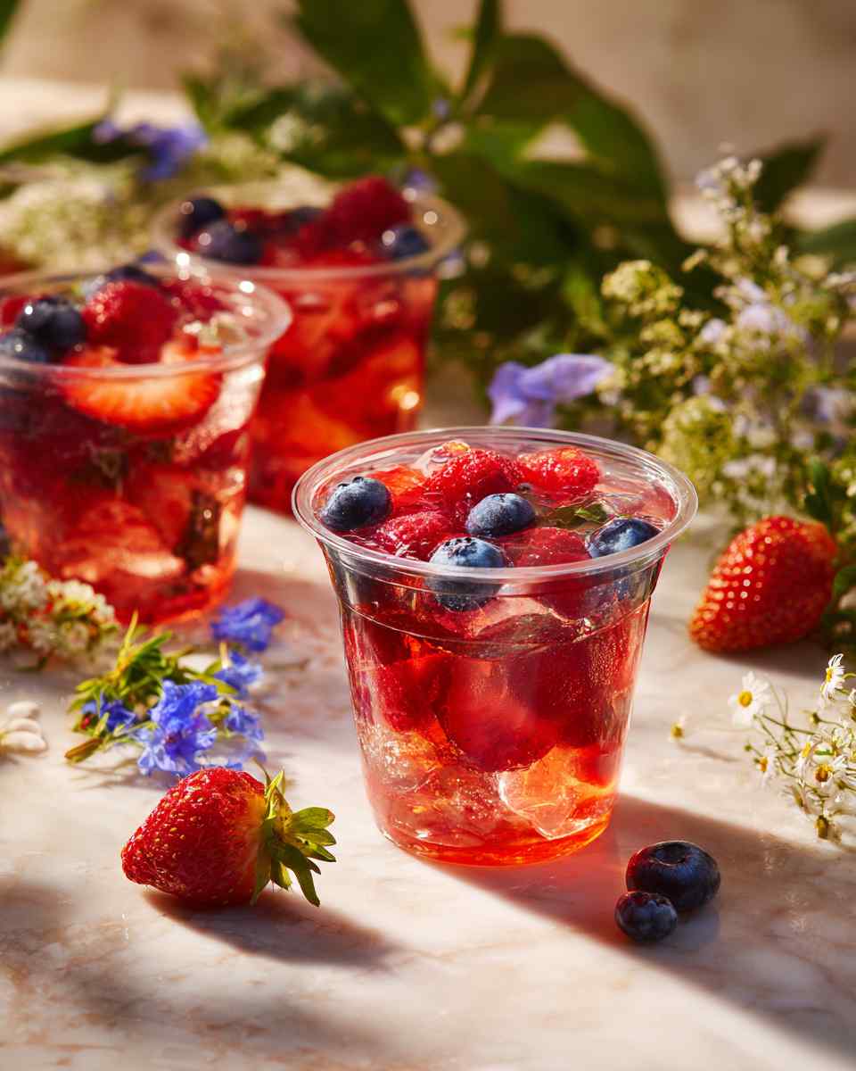 Chilled Berry Gelatin Soda Cups