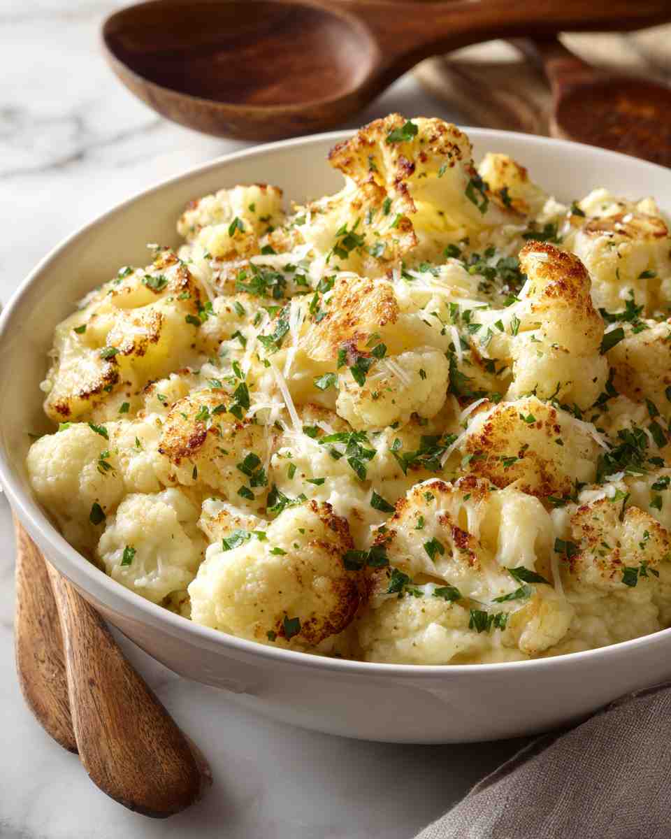 Creamy Asiago Roasted Cauliflower Mash