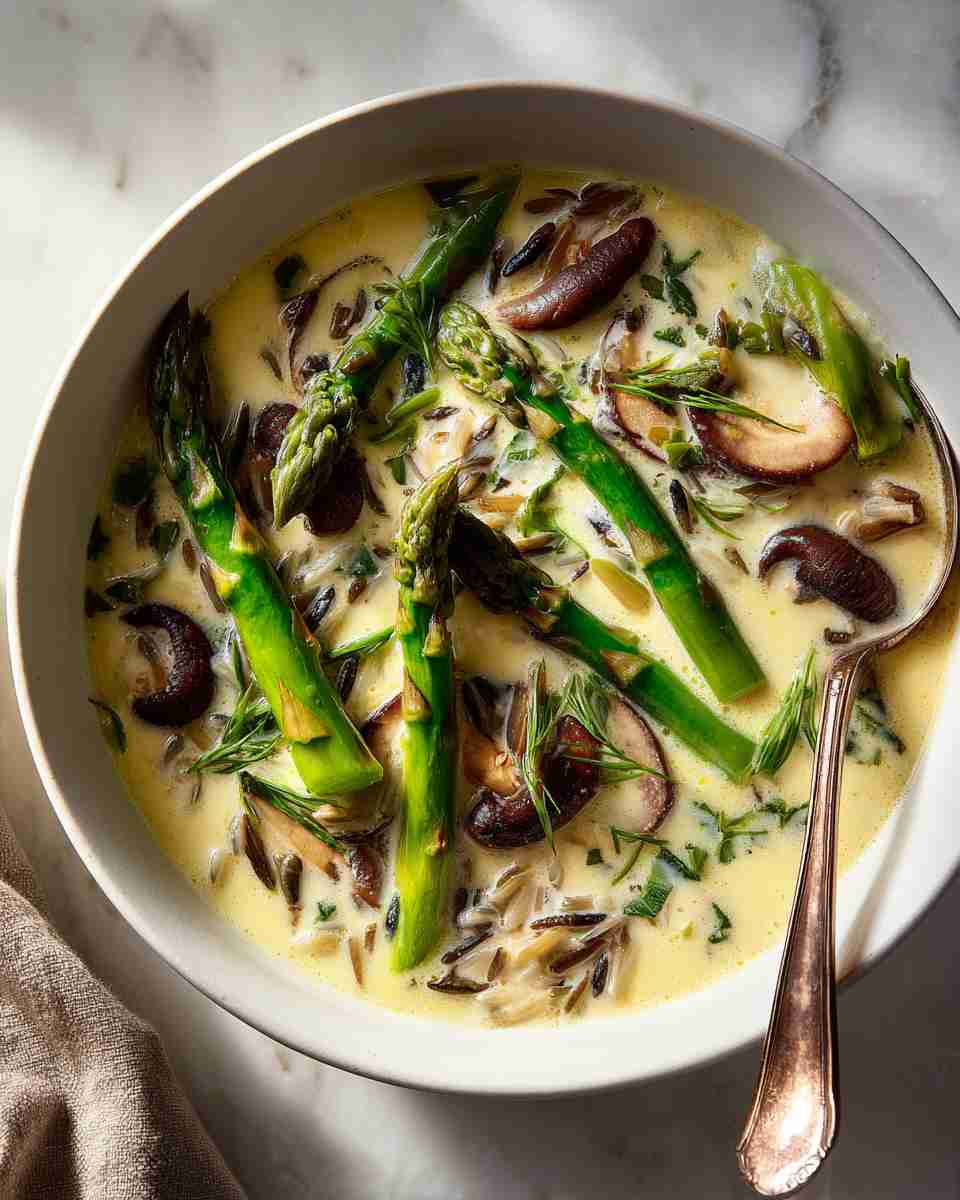 Creamy Asparagus and Wild Rice Soup