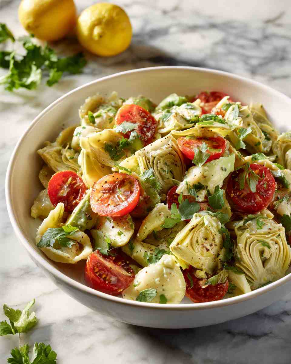 Creamy Avocado and Artichoke Pasta Salad