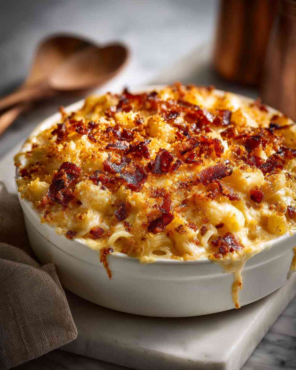 Creamy Bacon and Beer Baked Mac and Cheese