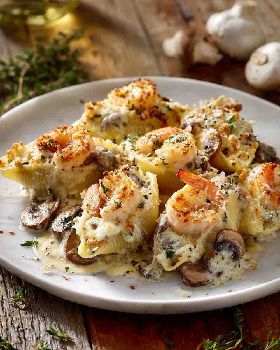 Creamy Baked Alfredo Shrimp Stuffed Shells