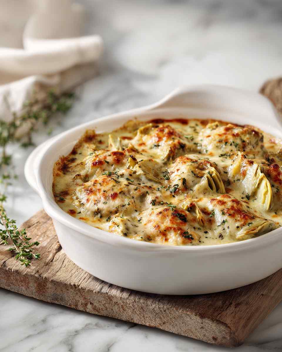 Creamy Baked Artichoke and Chicken Casserole