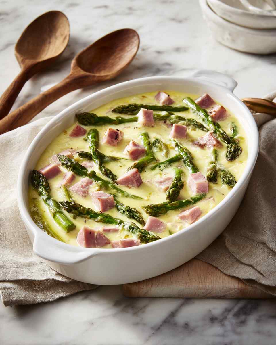 Creamy Baked Asparagus and Ham Casserole