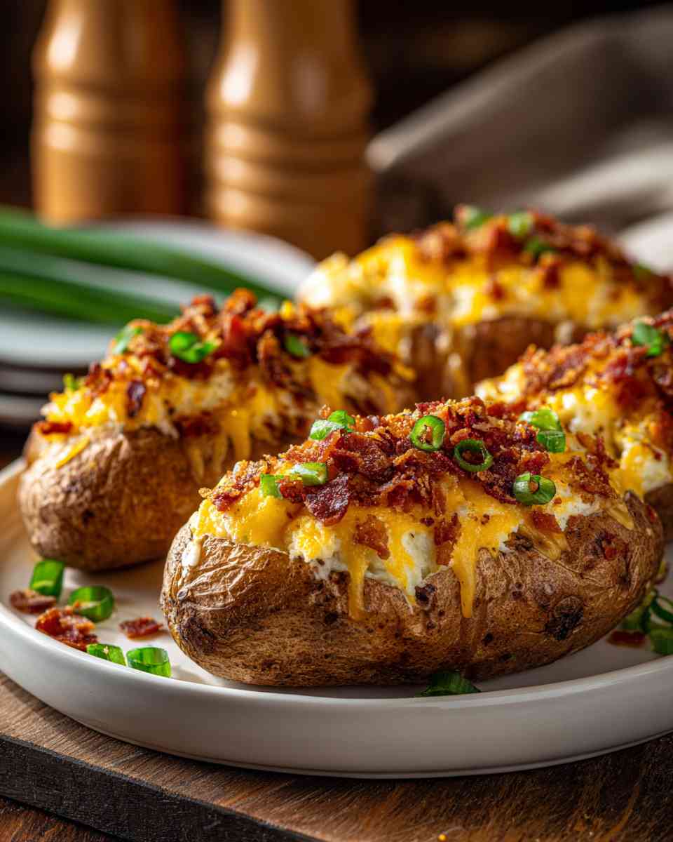 Creamy Baked Bacon and Cheddar Stuffed Potatoes