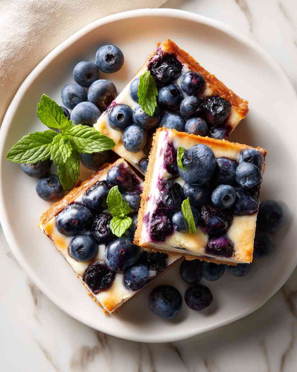 Creamy Baked Blueberry Cheesecake Bars