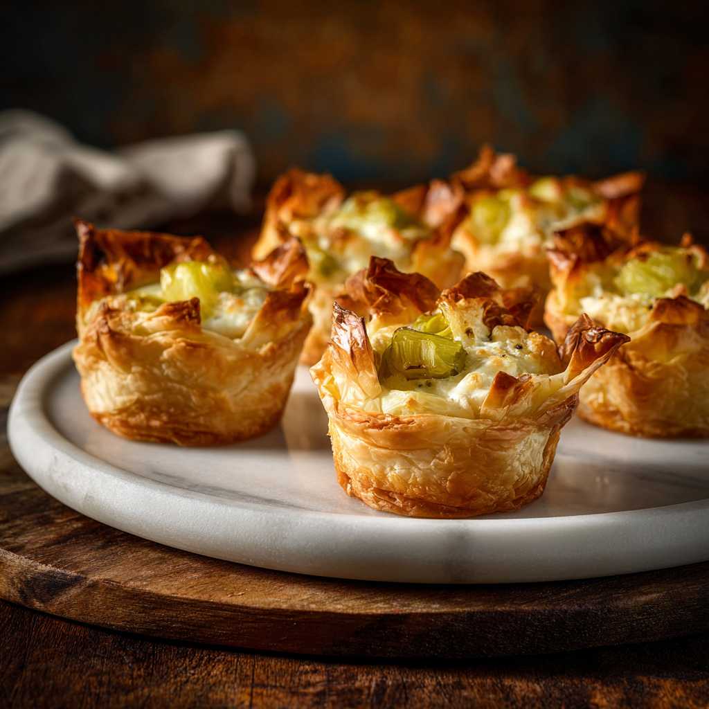 Creamy Baked Brie and Leek Phyllo Cups