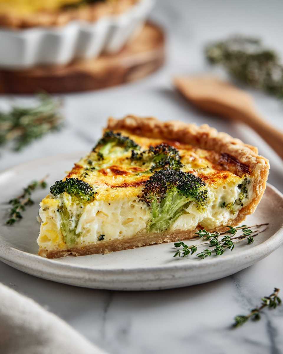 Creamy Baked Broccoli and Cheddar Quiche