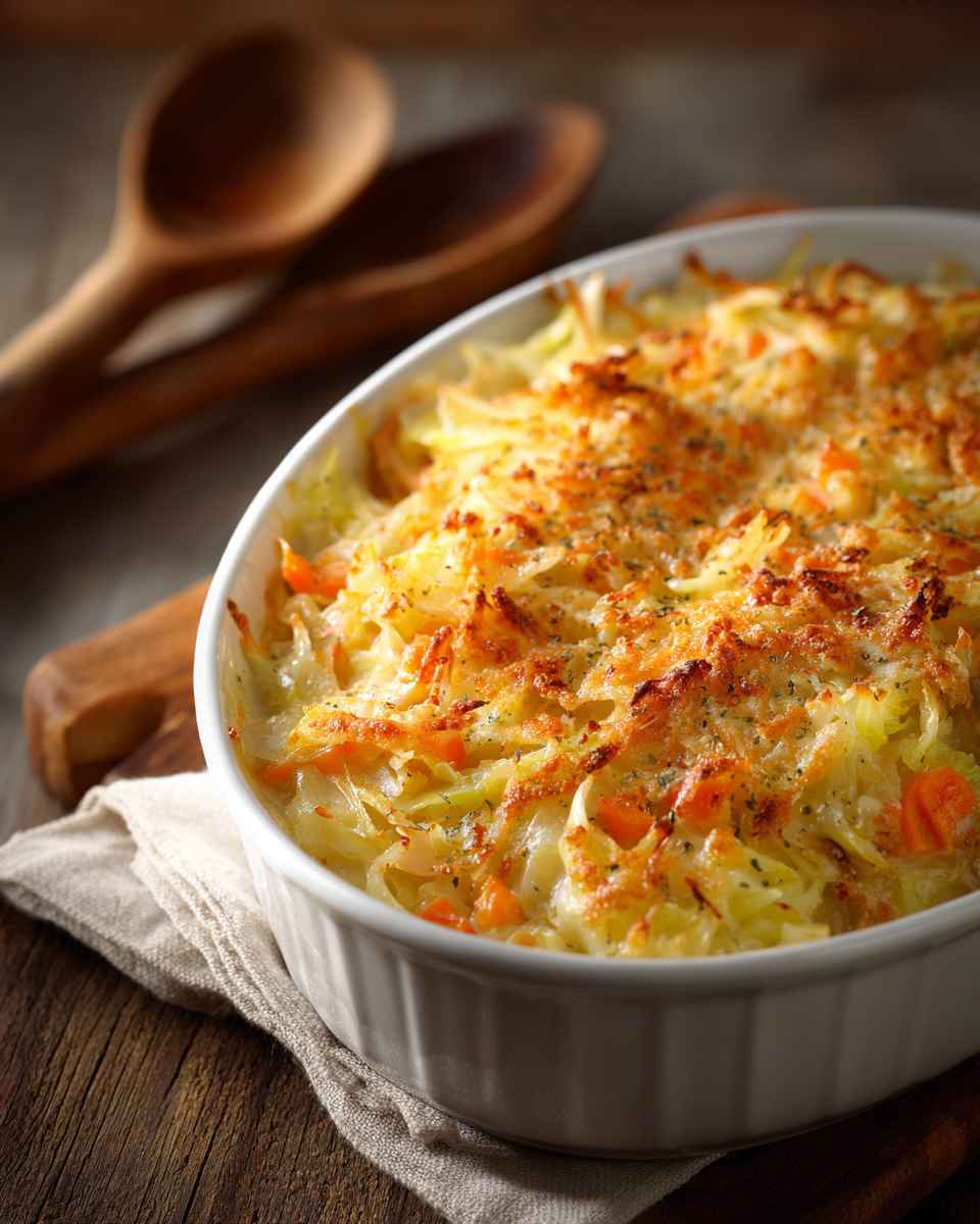 Creamy Baked Cabbage and Carrot Casserole