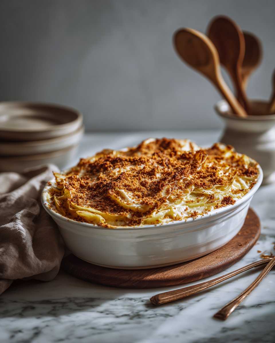 Creamy Baked Cabbage Casserole with Buttery Breadcrumbs