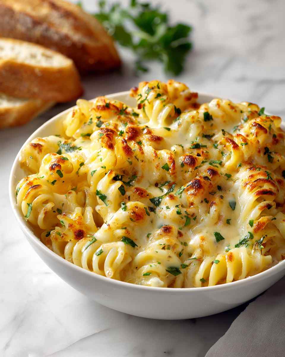 Creamy Baked Cheddar Pasta Spirals