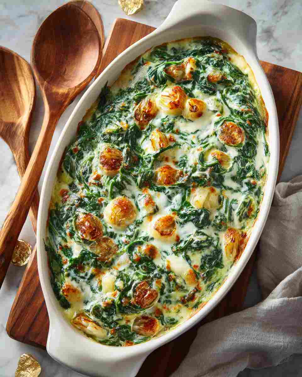 Creamy Baked Cheesy Spinach Casserole
