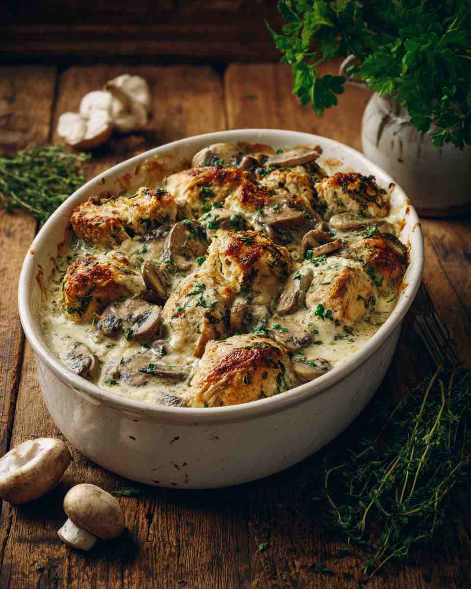 Creamy Baked Chicken and Herb Stuffing Casserole