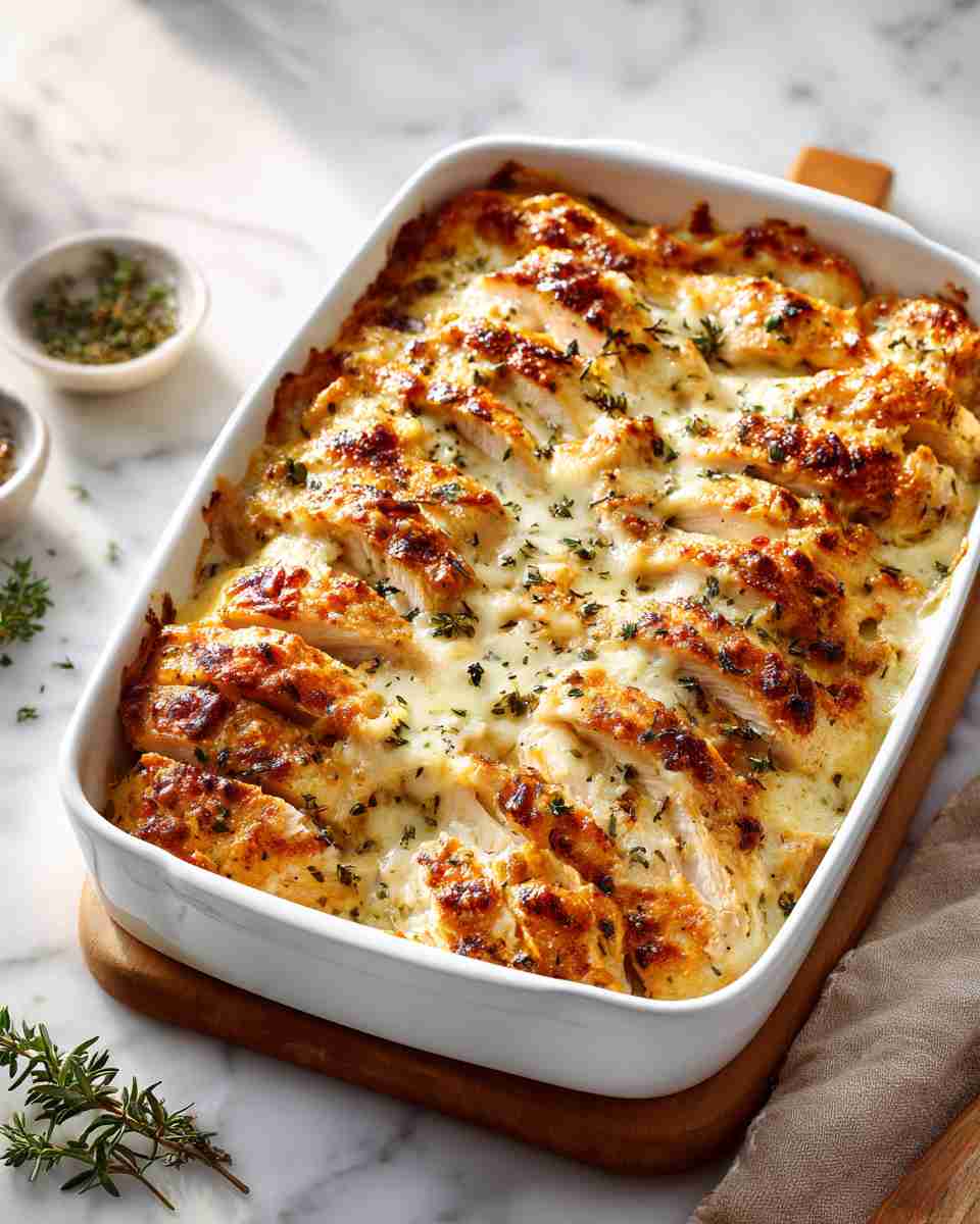 Creamy Baked Chicken and Swiss Casserole