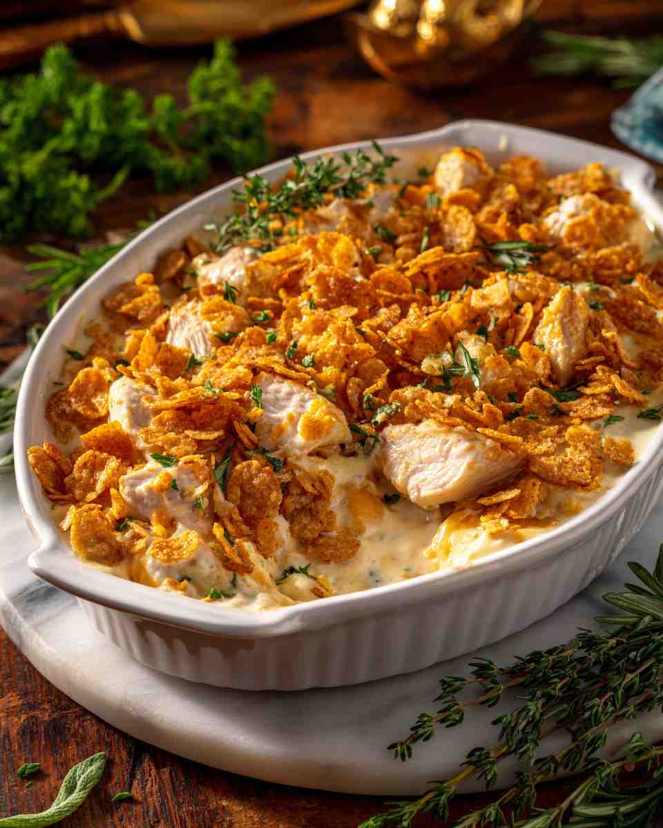 Creamy Baked Chicken Casserole with Crispy Ritz Topping