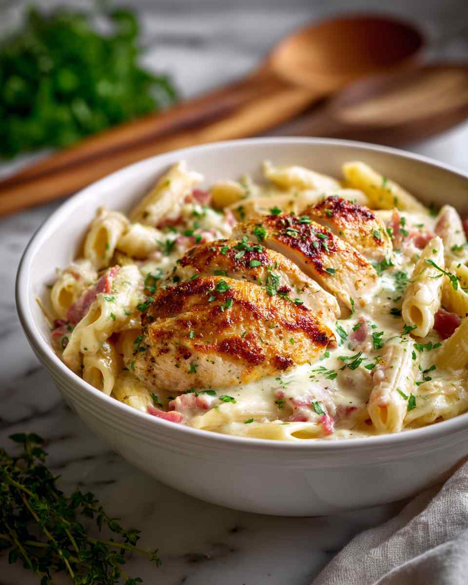 Creamy Baked Chicken Cordon Bleu Pasta