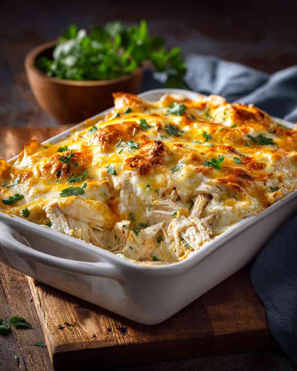 Creamy Baked Chicken Enchilada Casserole