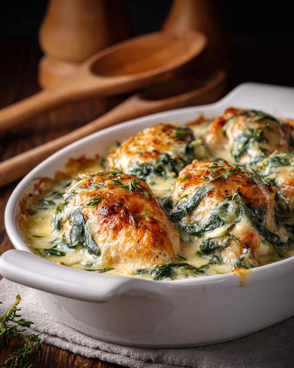 Creamy Baked Chicken Florentine Casserole