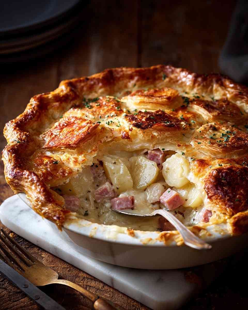 Creamy Baked Ham and Potato Pot Pie