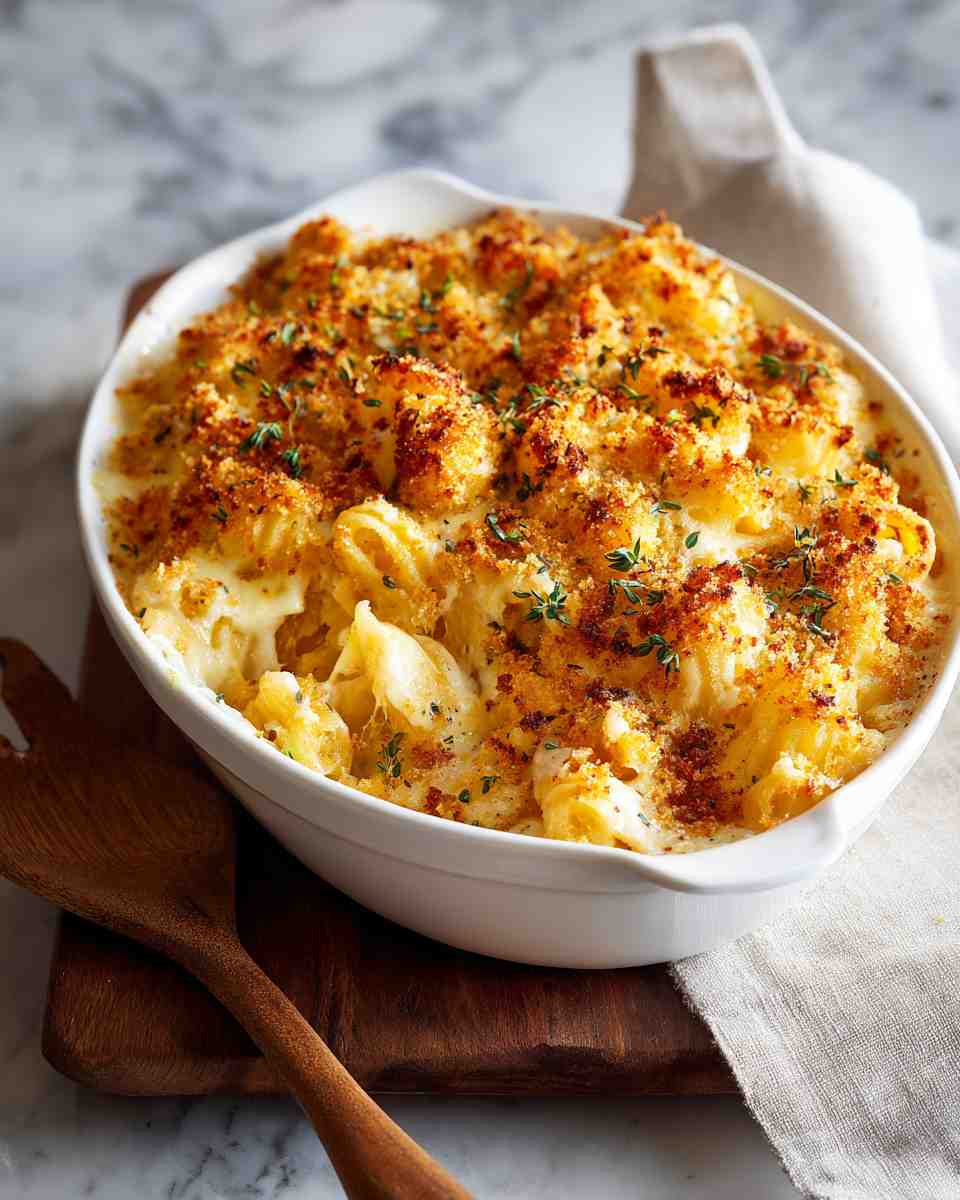 Creamy Baked Mac and Cheese with Crispy Panko Topping