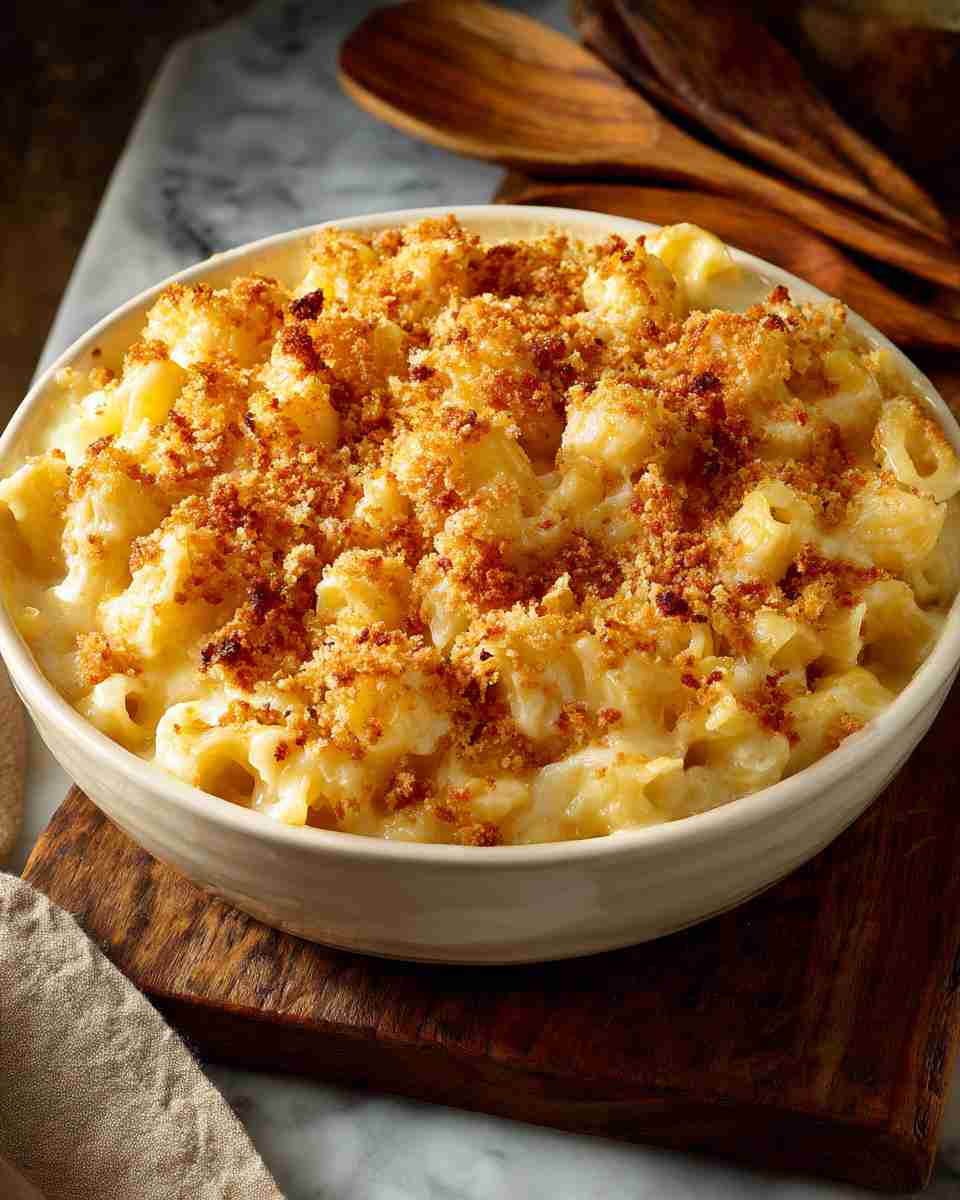 Creamy Baked Macaroni and Cheese with Crispy Breadcrumb Topping