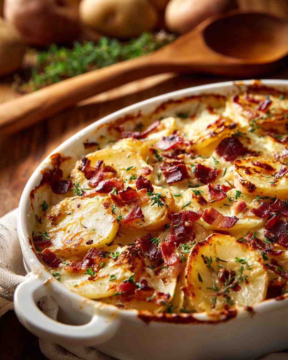 Creamy Baked Potato Casserole with Crispy Bacon