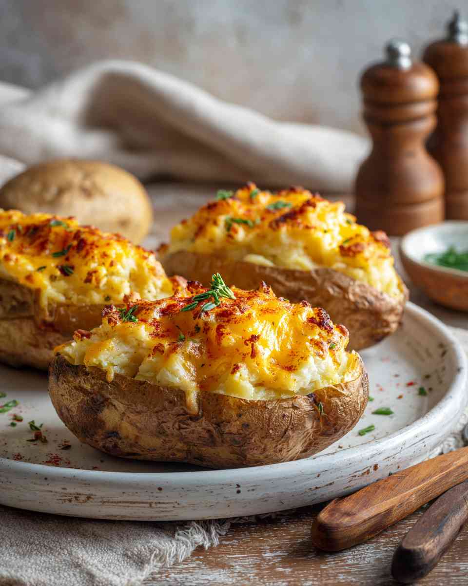 Creamy Baked Potatoes with Cheddar Cheese