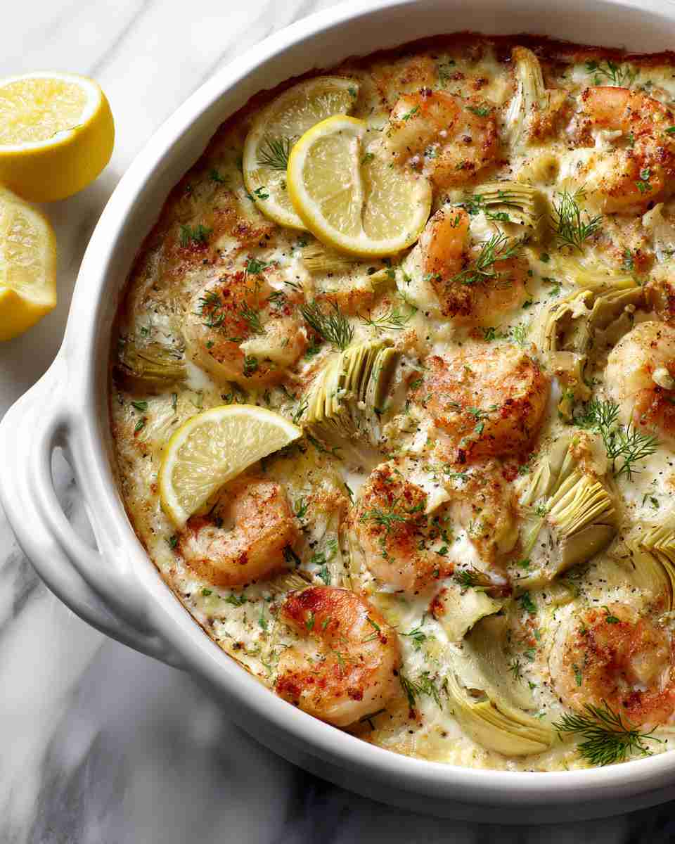Creamy Baked Shrimp and Artichoke Casserole