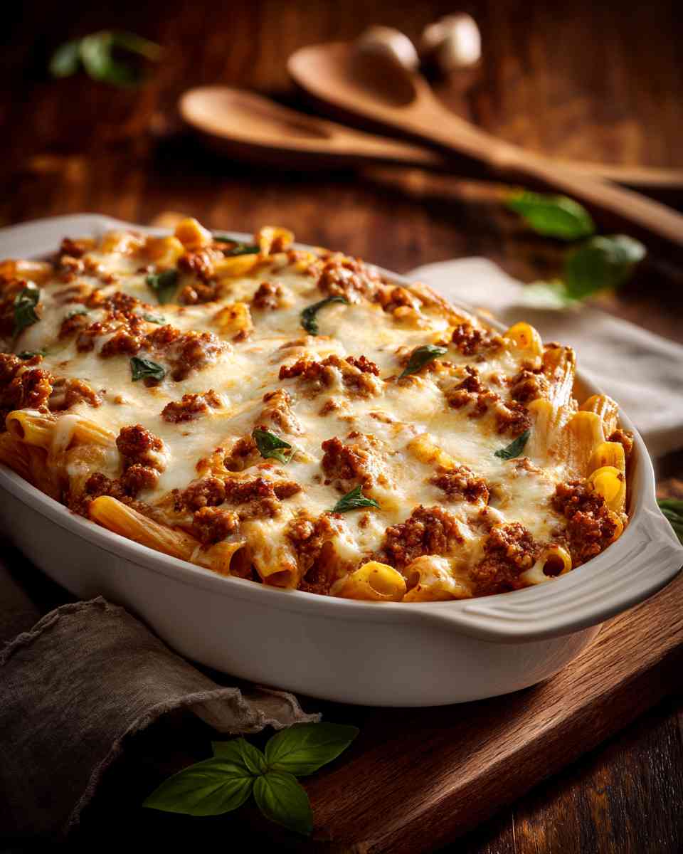 Creamy Baked Ziti with Italian Sausage
