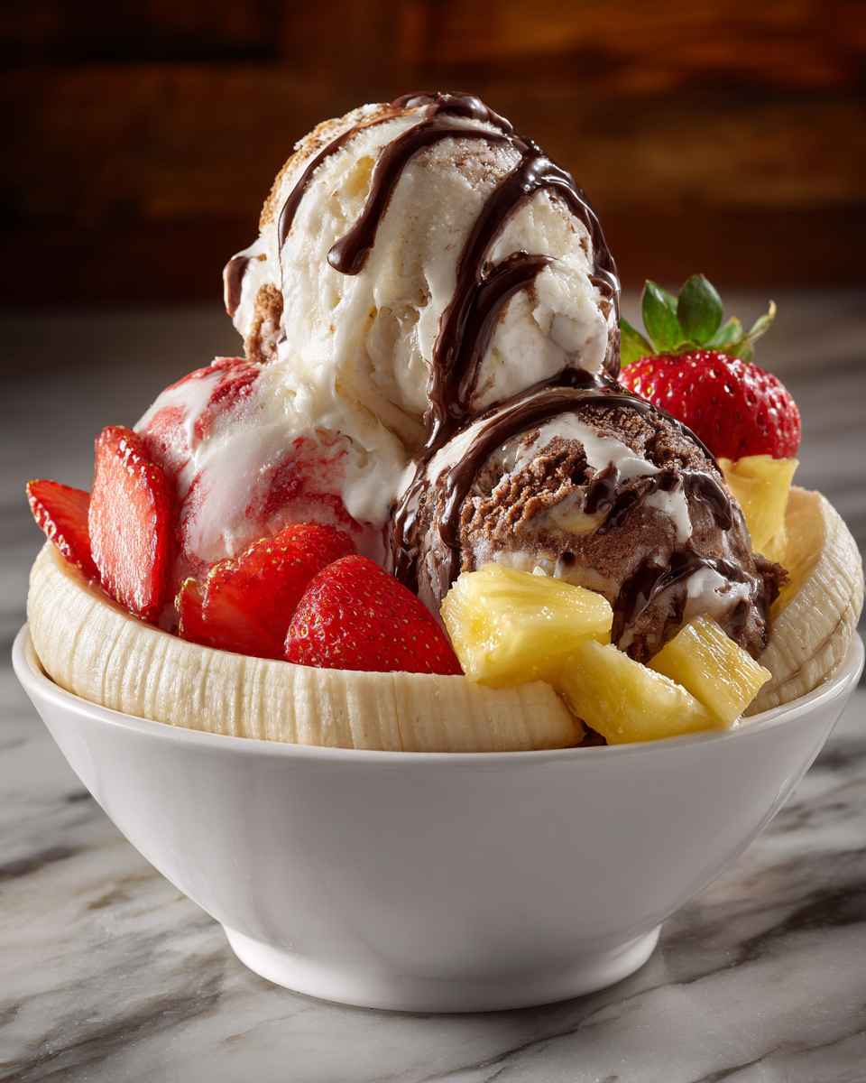 Creamy Banana Split Sundae