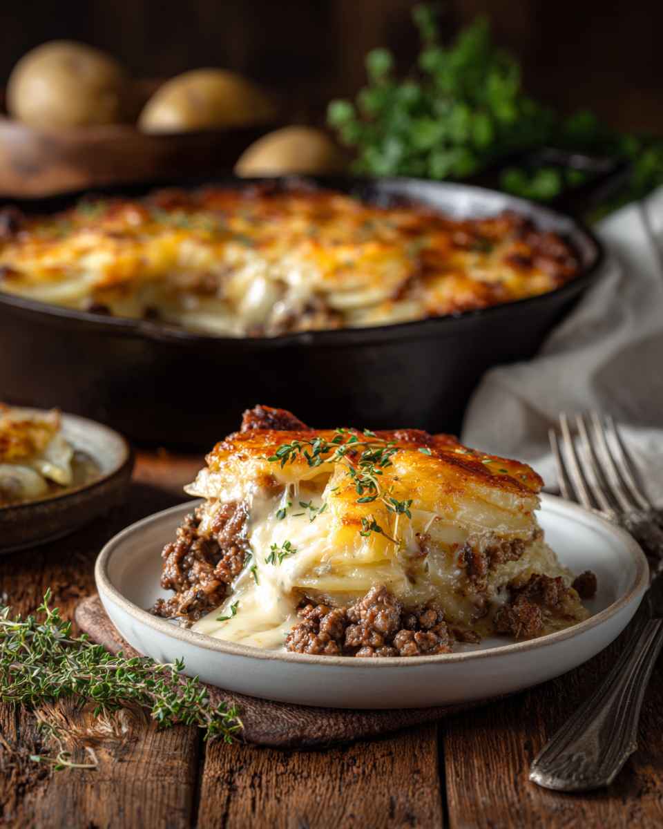 Creamy Beef and Potato Gratin