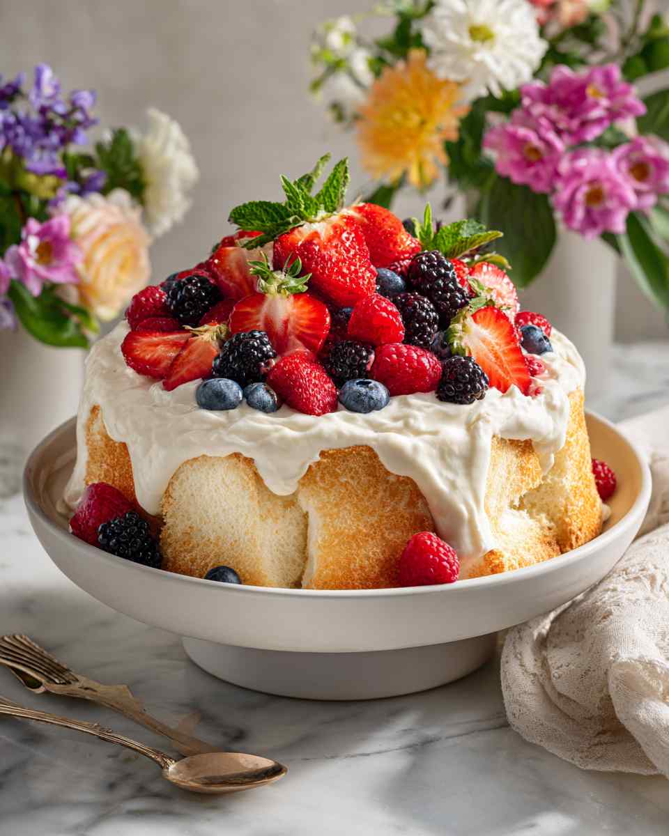 Creamy Berry Trifle with Angel Food Cake