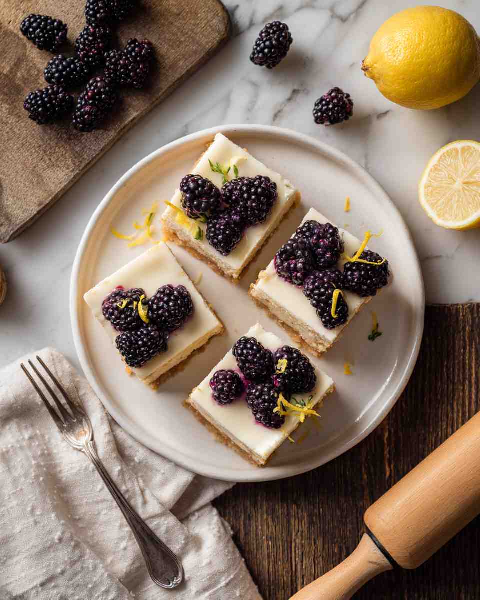 Creamy Blackberry Cheesecake Bars with Sugar Cookie Crust