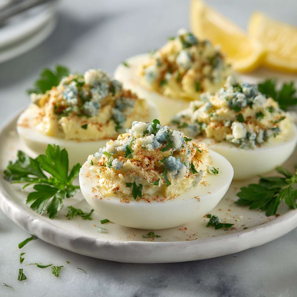 Creamy Blue Cheese and Herb Deviled Eggs