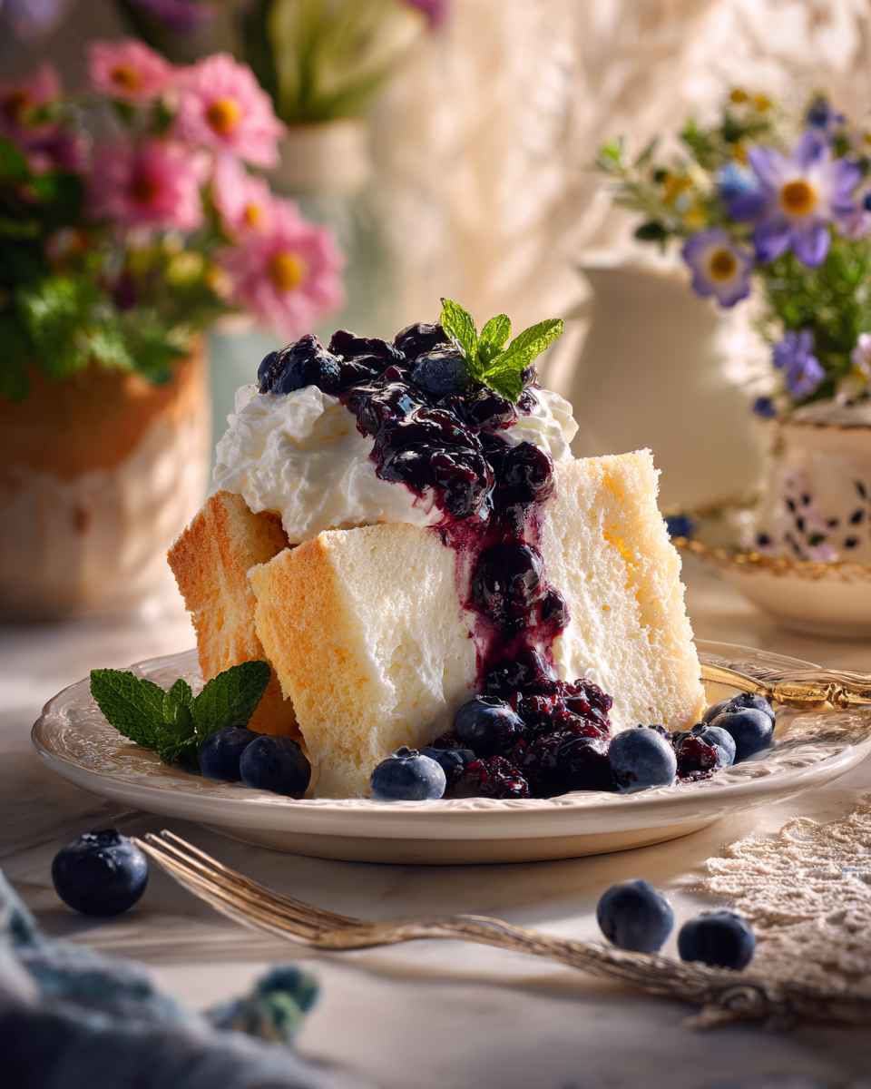 Creamy Blueberry Angel Food Cake Dessert