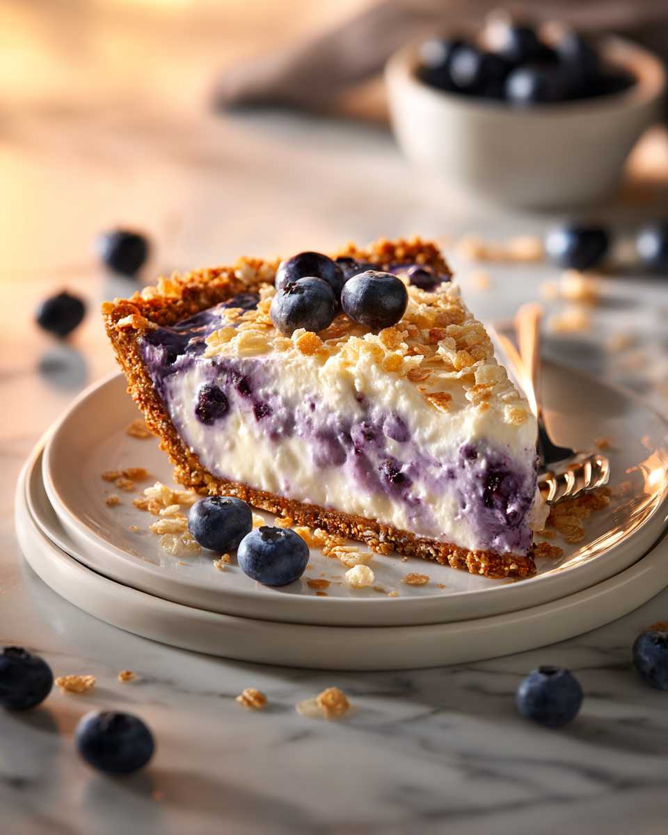 Creamy Blueberry Cereal Crust Pie