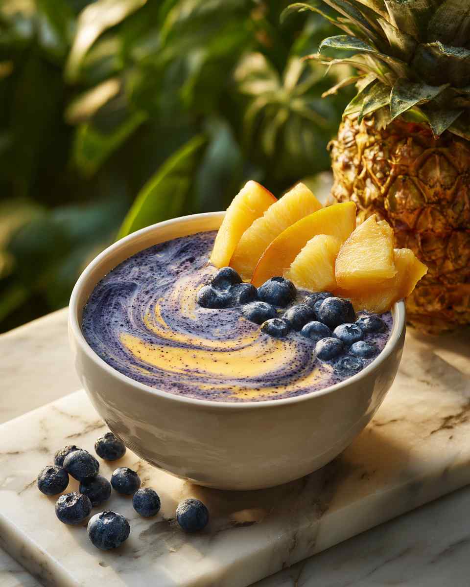 Creamy Blueberry Smoothie with Peaches and Pineapple