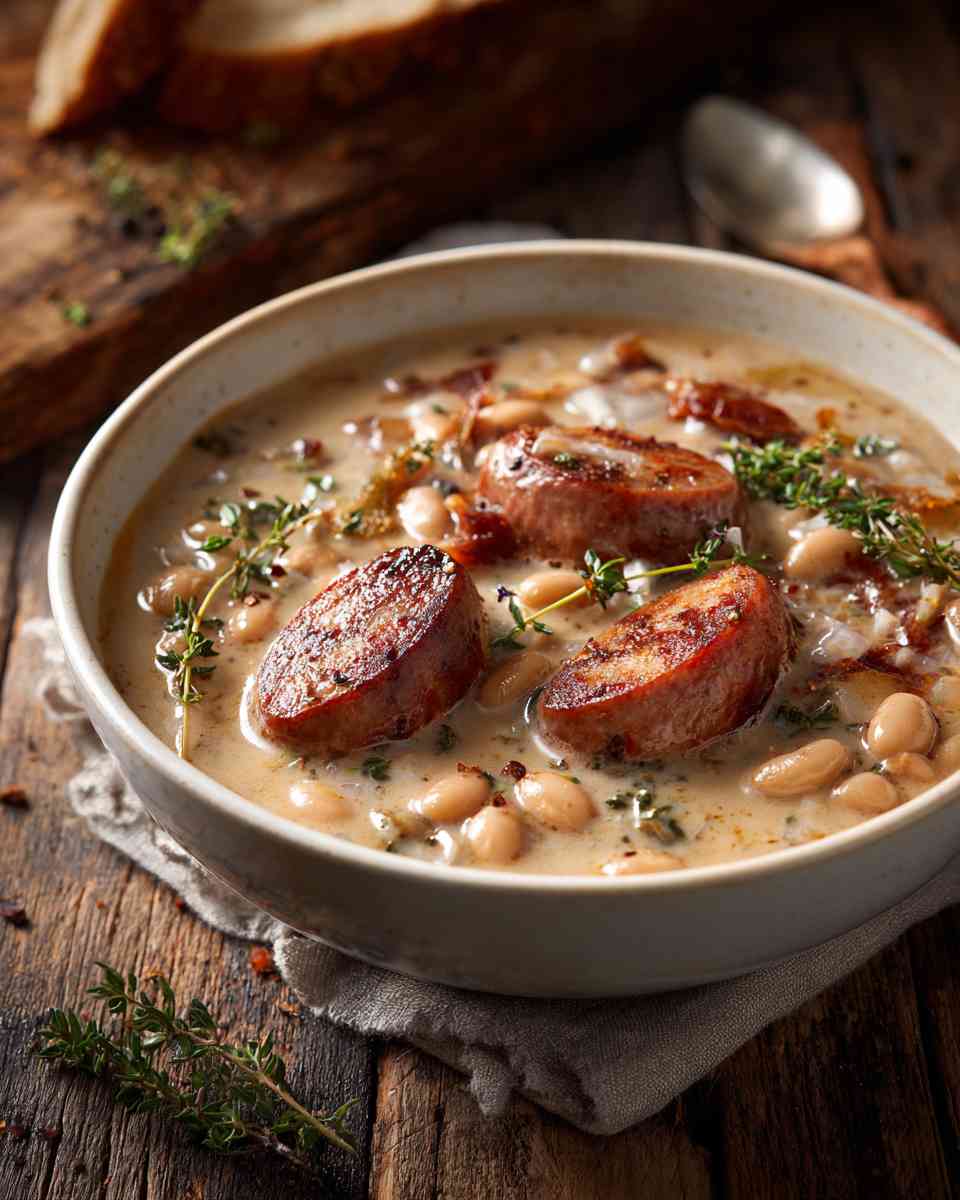Creamy Bratwurst and Bean Soup