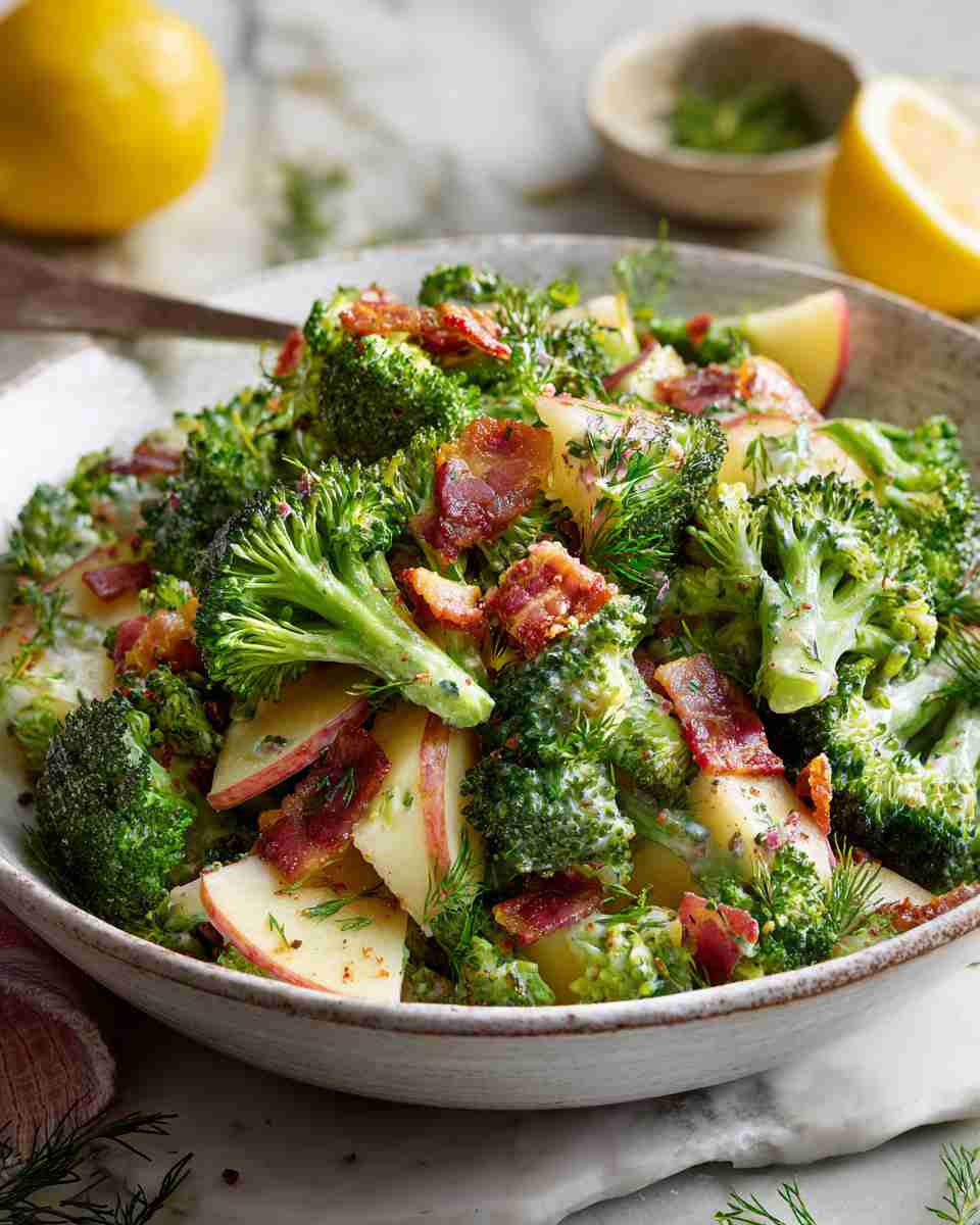 Creamy Broccoli and Apple Salad with Bacon