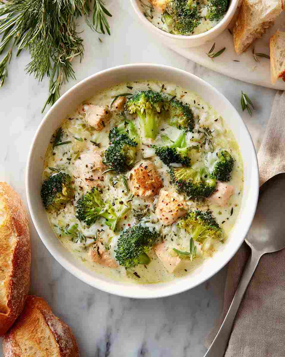 Creamy Broccoli and Chicken Rice Soup