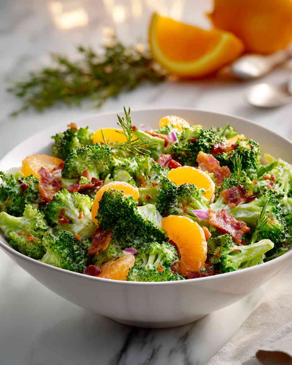 Creamy Broccoli Salad with Bacon and Mandarin Oranges