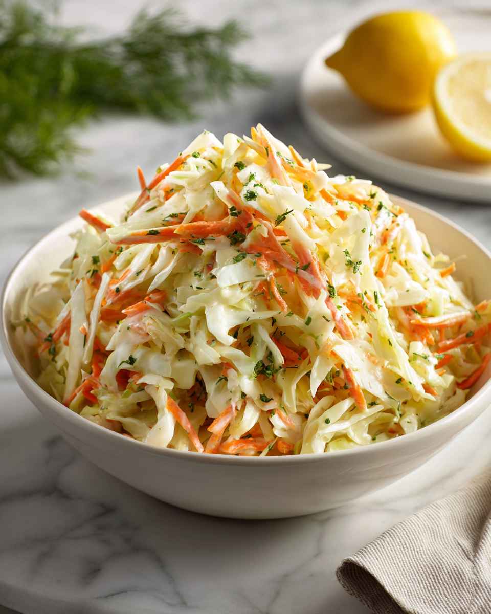 Creamy Buttermilk Coleslaw with Crunchy Cabbage and Carrots