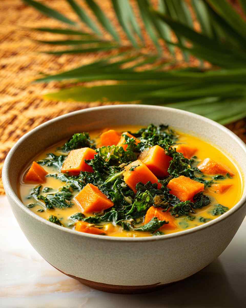 Creamy Caribbean Sweet Potato and Kale Soup