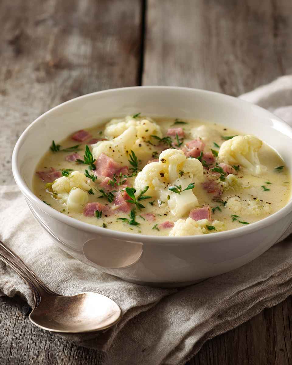 Creamy Cauliflower and Ham Chowder