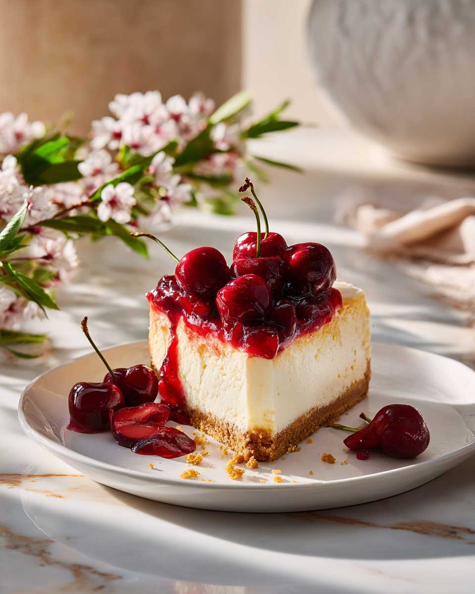 Creamy Cherry Cheesecake Cake