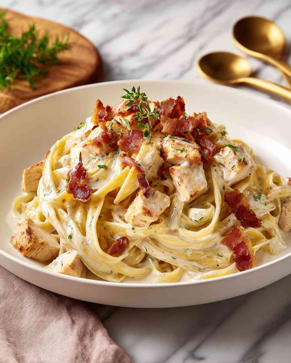 Creamy Chicken and Bacon Fettuccine Alfredo