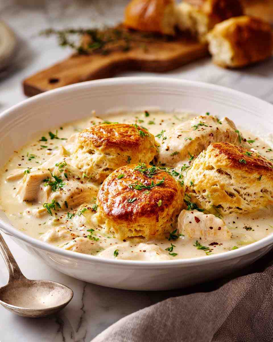 Creamy Chicken and Biscuit Skillet