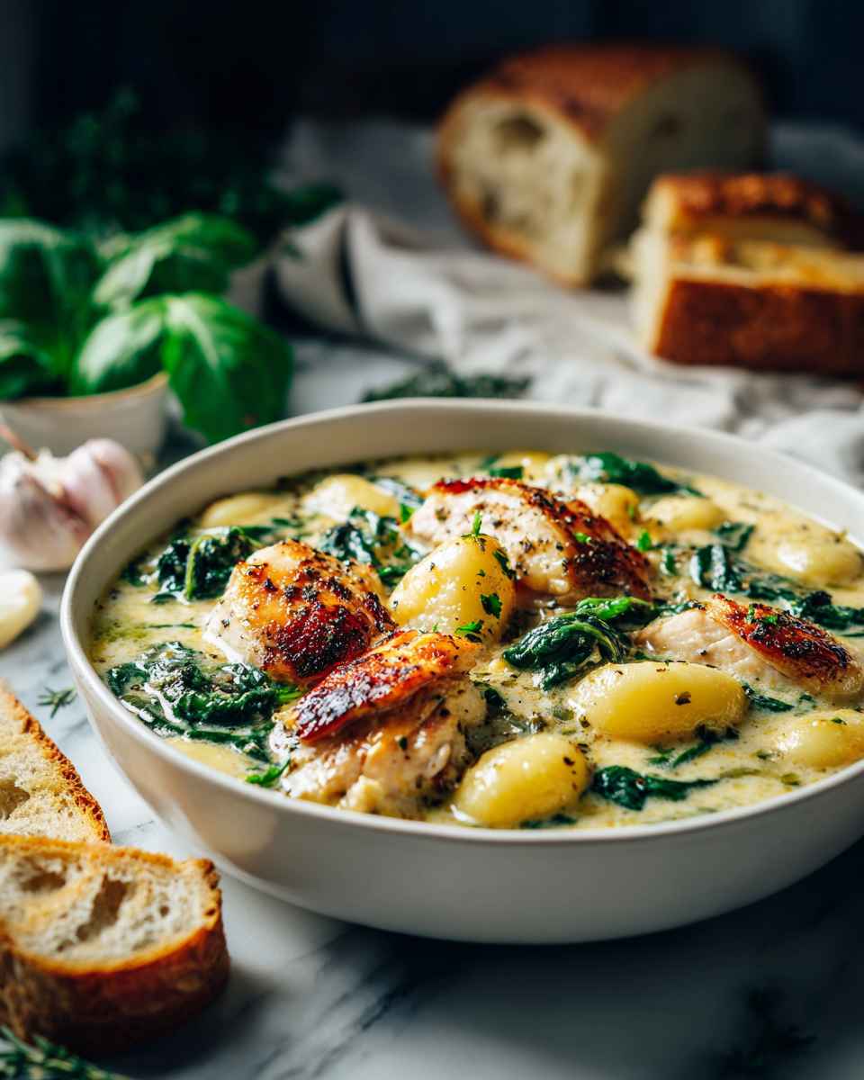 Creamy Chicken and Gnocchi Pesto Soup