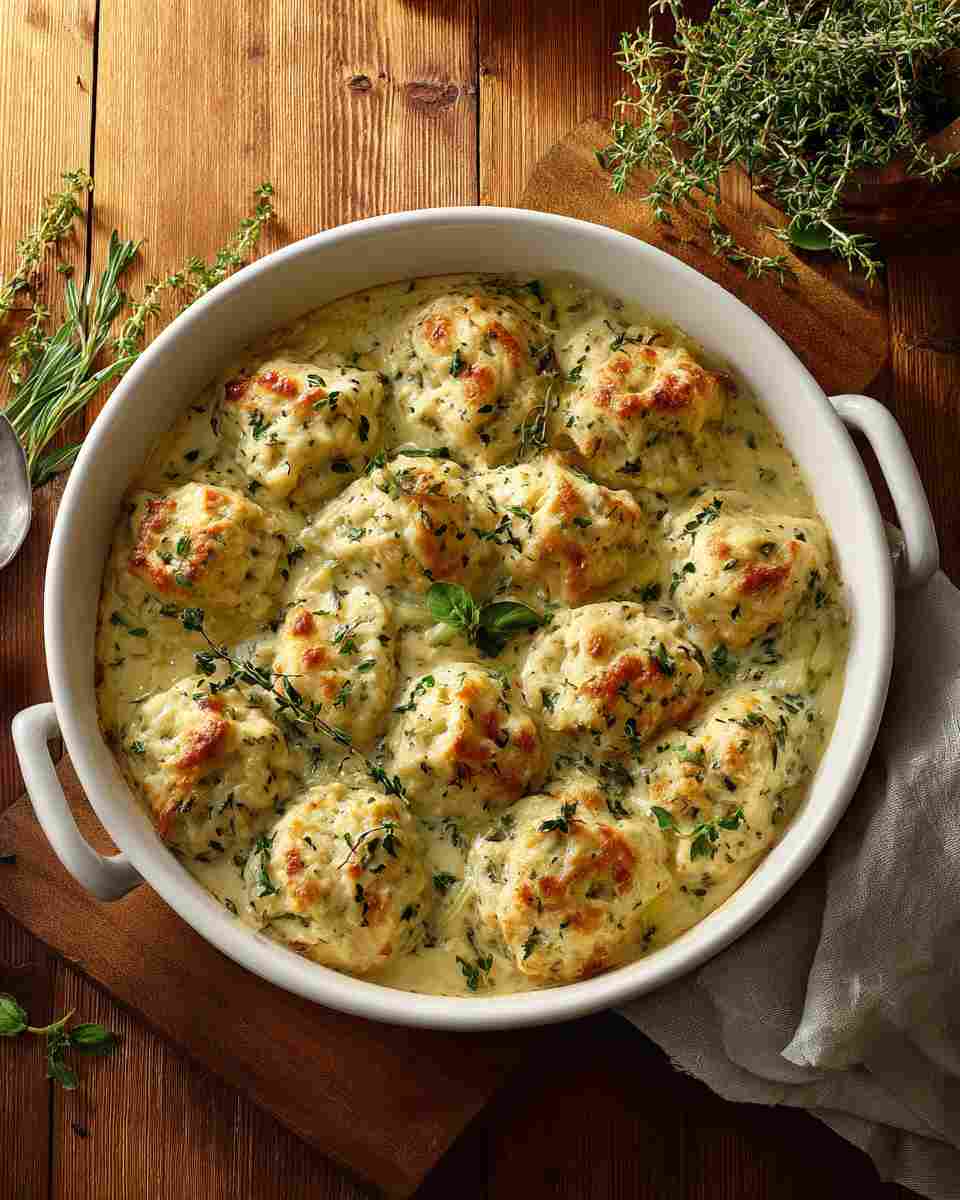 Creamy Chicken and Herb Dumpling Casserole