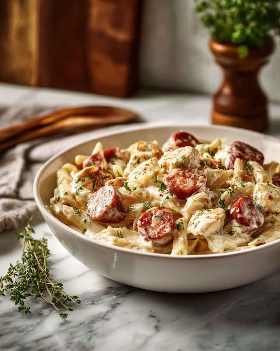 Creamy Chicken and Sausage Penne Pasta